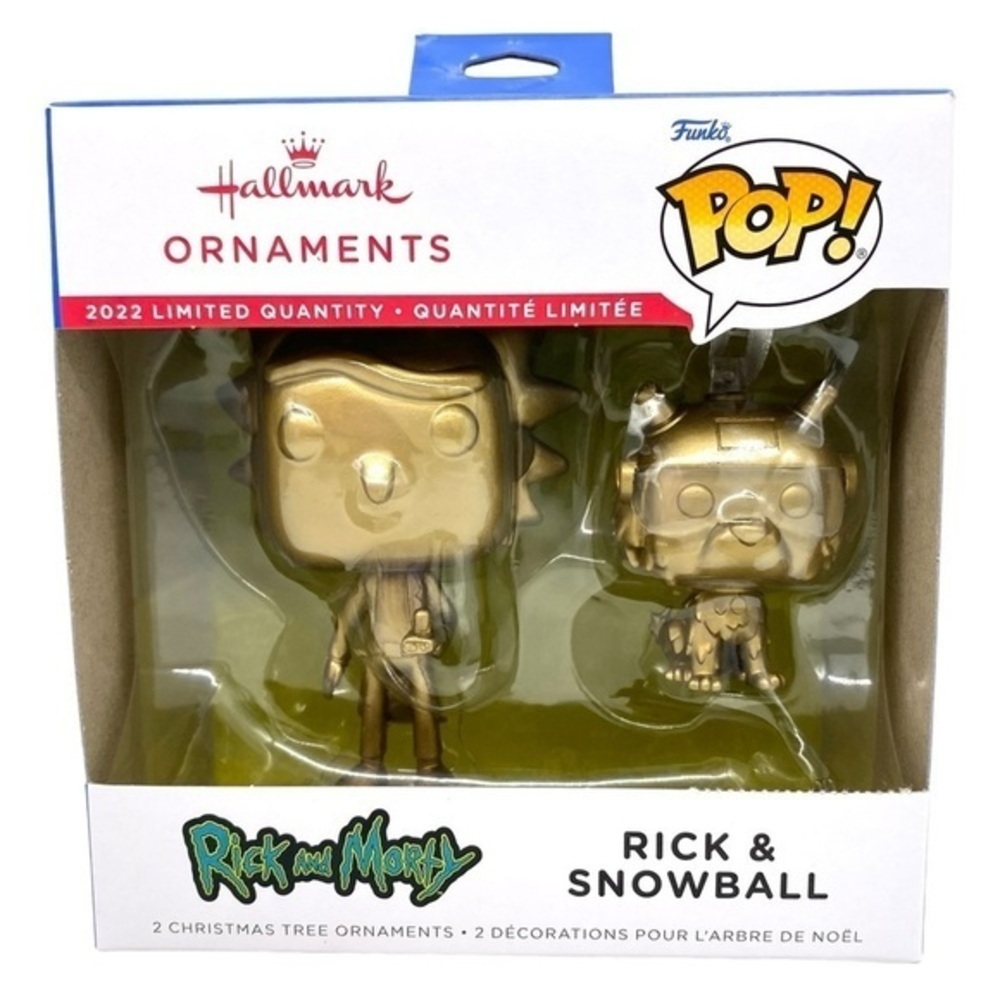 Funko Pop Hallmark Rick & Morty Snowball Chase Gold Ornament Set
